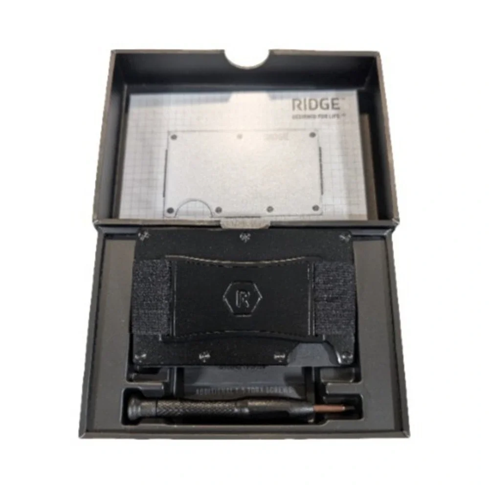Pp3O The Ridge Wallet 2.0 - Aluminum With Cash Strap - Royal (Black) Model A0449